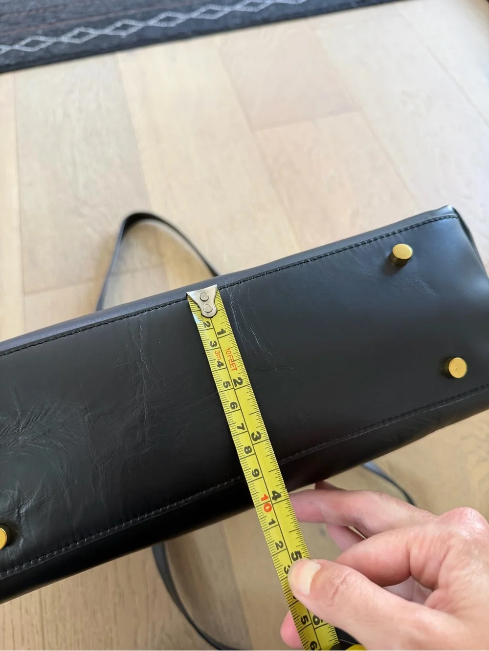 R. Riveter HARRIET TOTE BAG in Black Washed Canvas + Black Leather